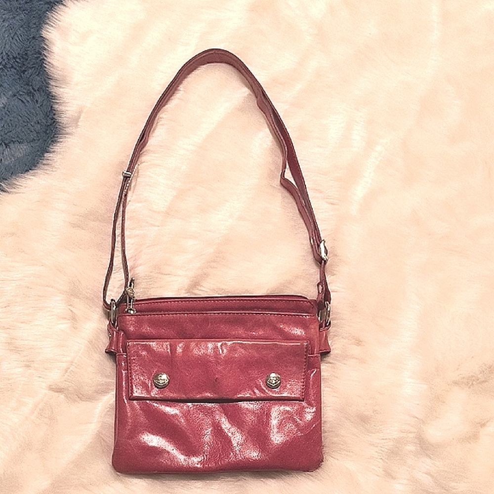 The Trend, Pink/rasberry Leather Crossbody Bag, Made in Italy. Great Condition.